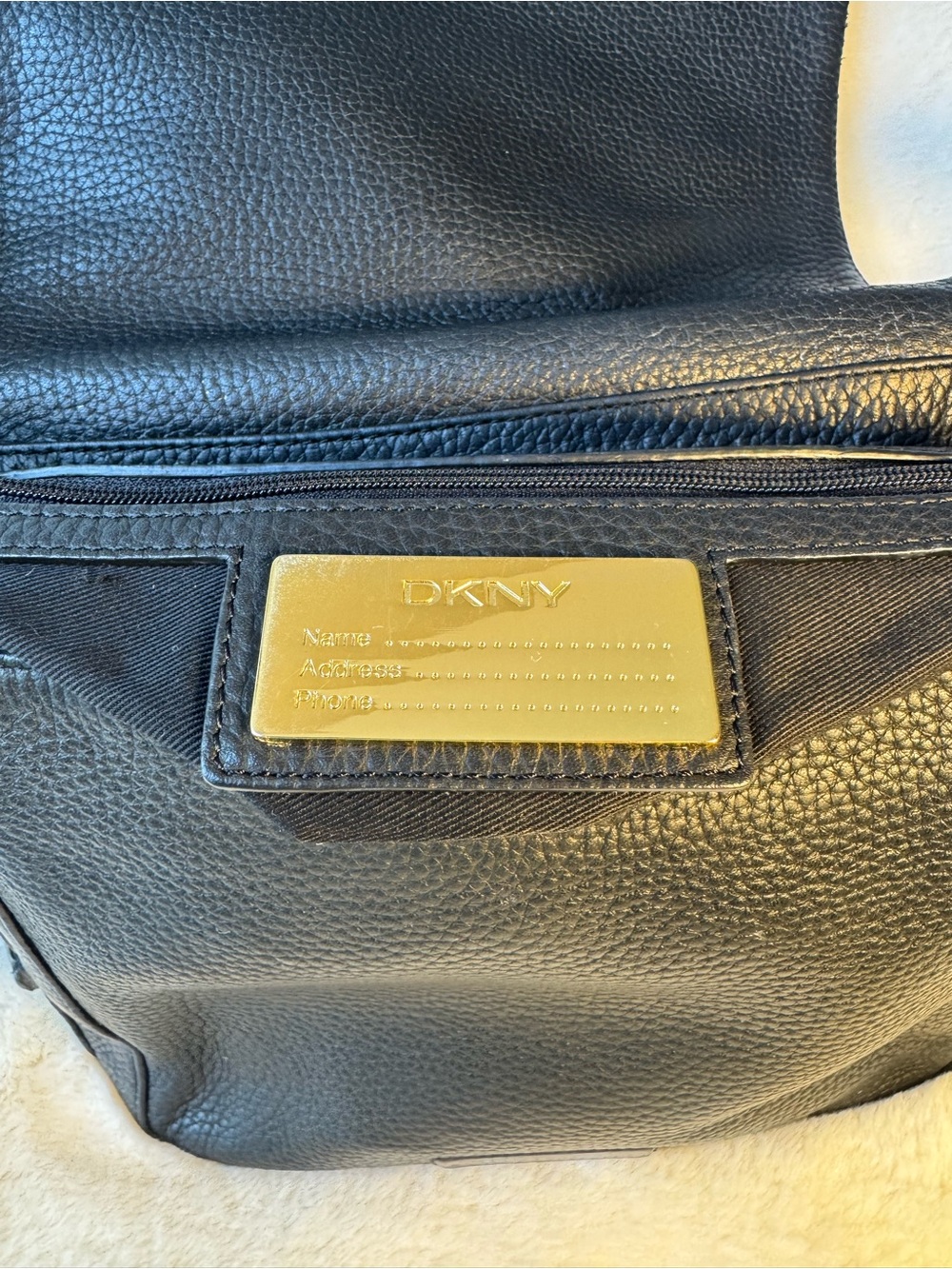 DKNY Black Pebbled Leather Shoulder Bag with Wide Shoulder Strap - Picture 5 of 11